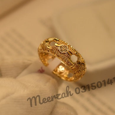 Lustrous Layered Gold Challa Ring for Men